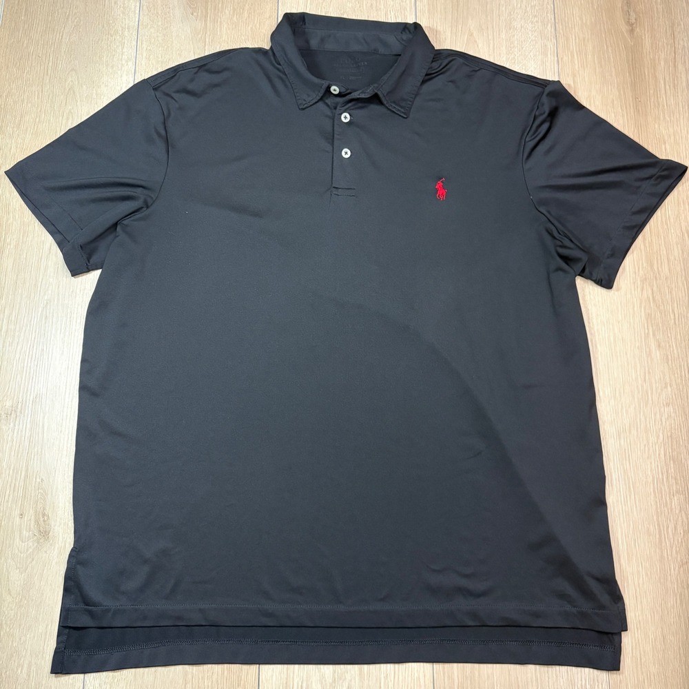 Polo Ralph Lauren Performance Shirt Mens XL Black Red Pony Stretch Golf Polo